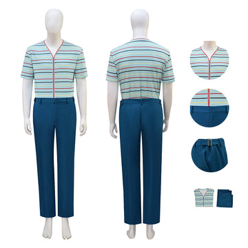 15th Doctor Who Ncuti Gatwa Lining Striped Shirt Navy Pants Halloween Outfit Becostume